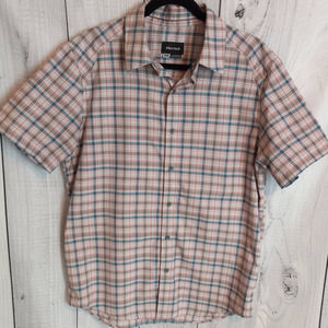 Marmot | White with Blue/Orange/Gray Plaid Short-Sleeve Button-Up Shirt